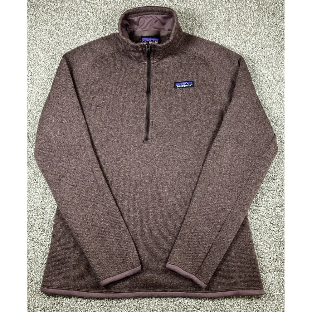 Patagonia Women's Better Sweater 1/4 Zip Brown Size Medium Arm Zip Pocket - Picture 1 of 12